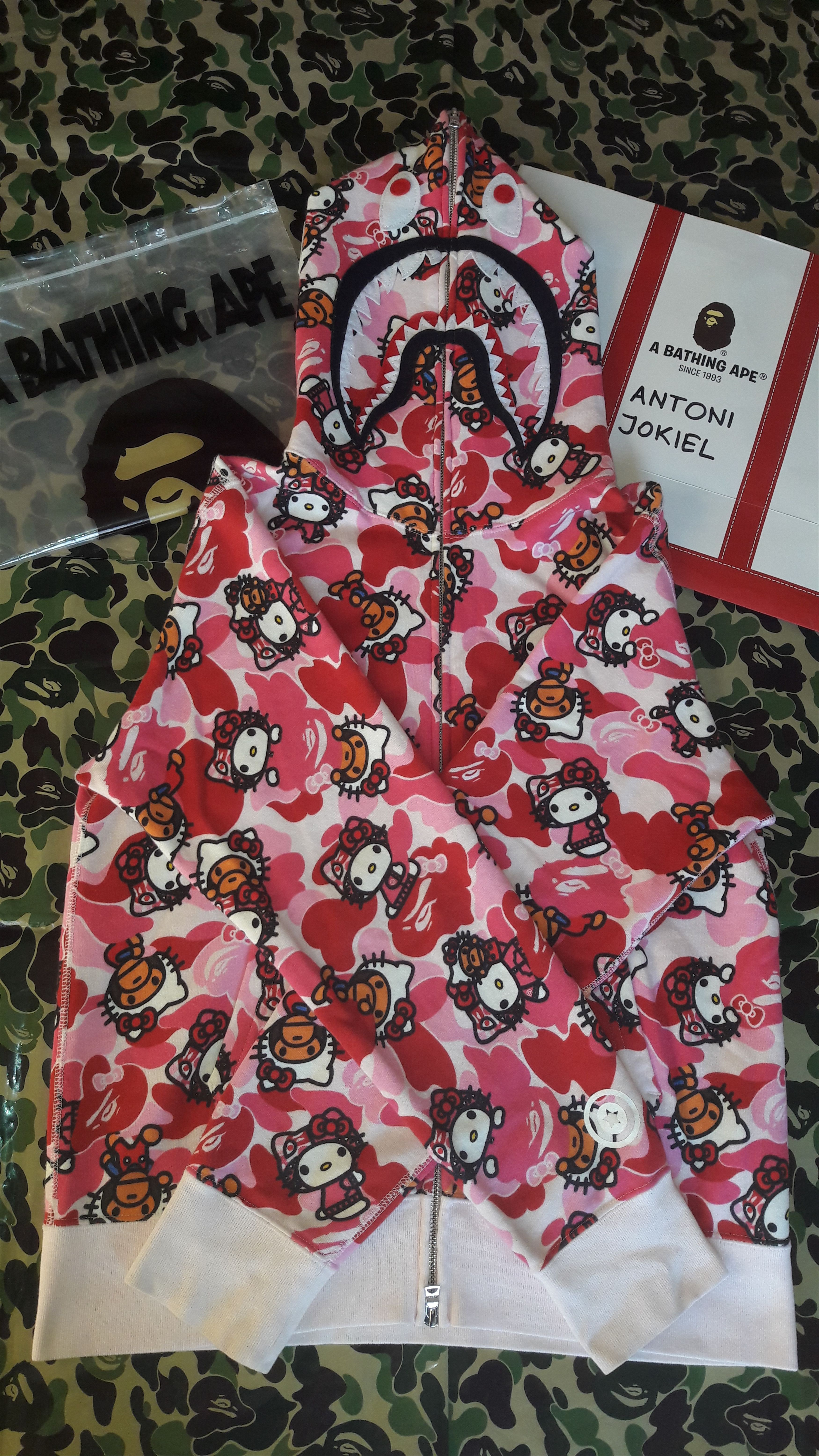 Bape Hello Kitty Pink Camo Shark Full Zip Hoodie | Grailed