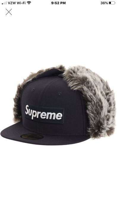 Supreme Supreme New Era Earflap Hat Navy 3/8 | Grailed