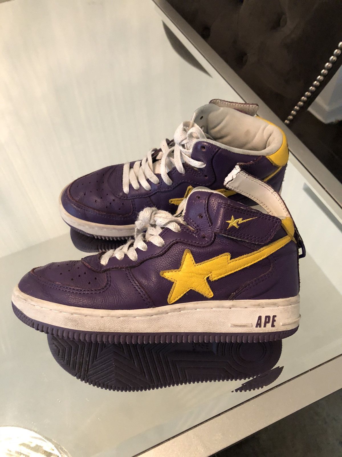Bape Bape bape sta shoes sz7 rare mid af1 bbc icecream purple og Grailed