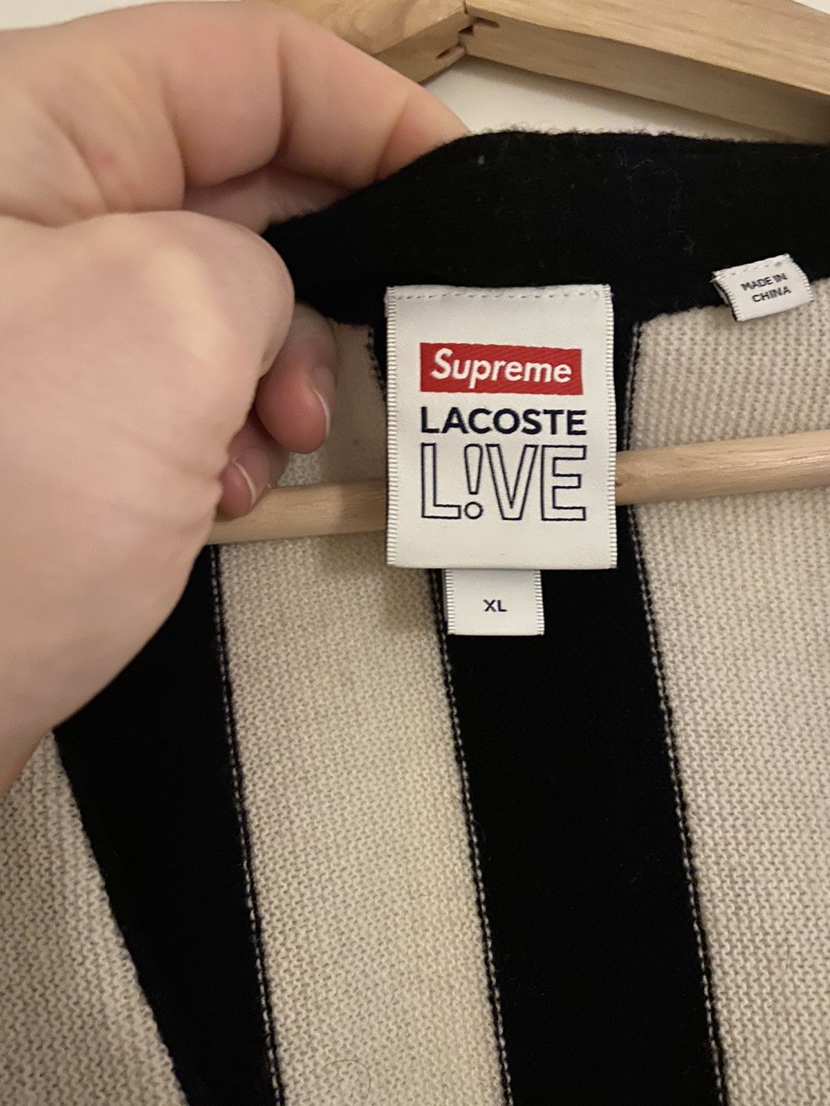 Supreme Supreme x Lacoste stripe Cardigan Black white | Grailed