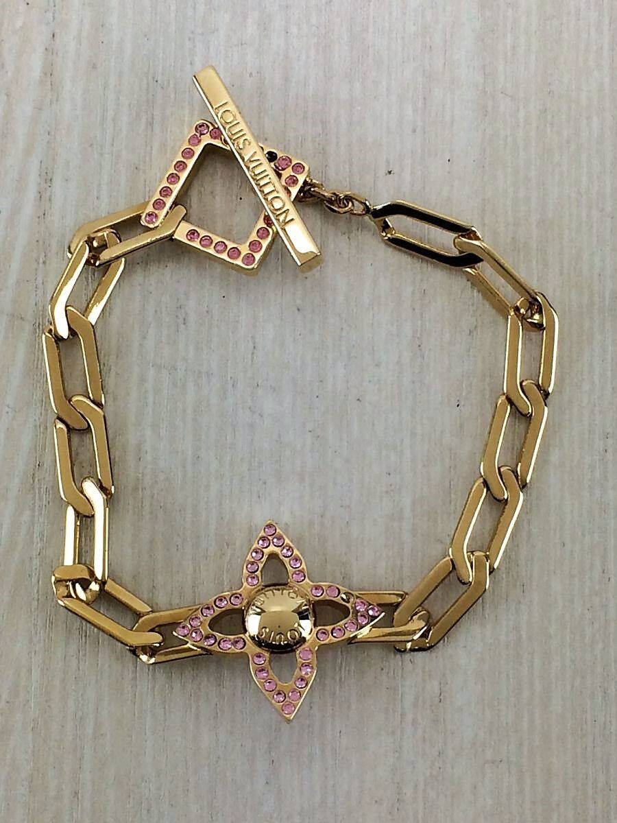 Louis Vuitton Gold Tone Crystal Flower Power Bracelet at 1stDibs