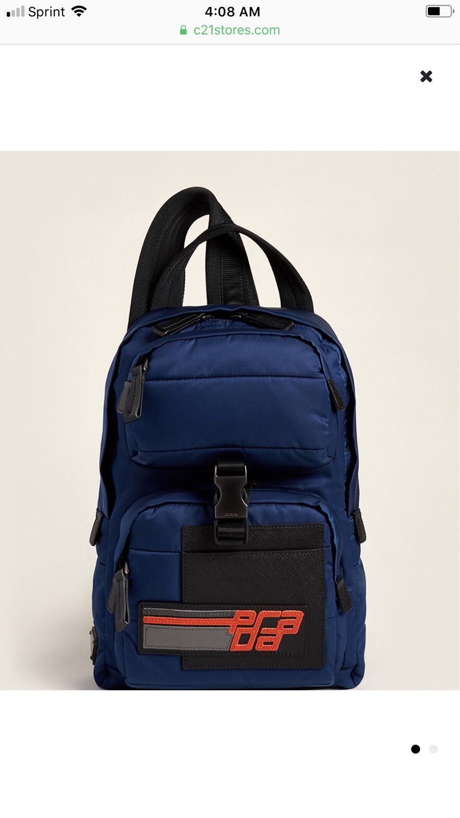 Prada logo patch backpack sale