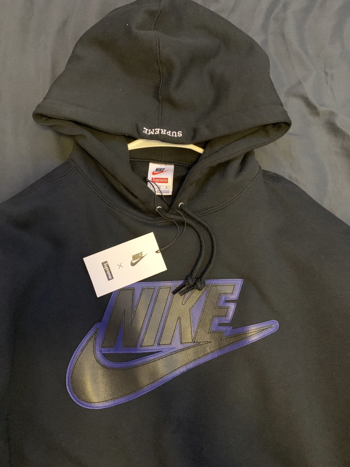 Supreme Nike Leather Applique Hooded Sweatshirt