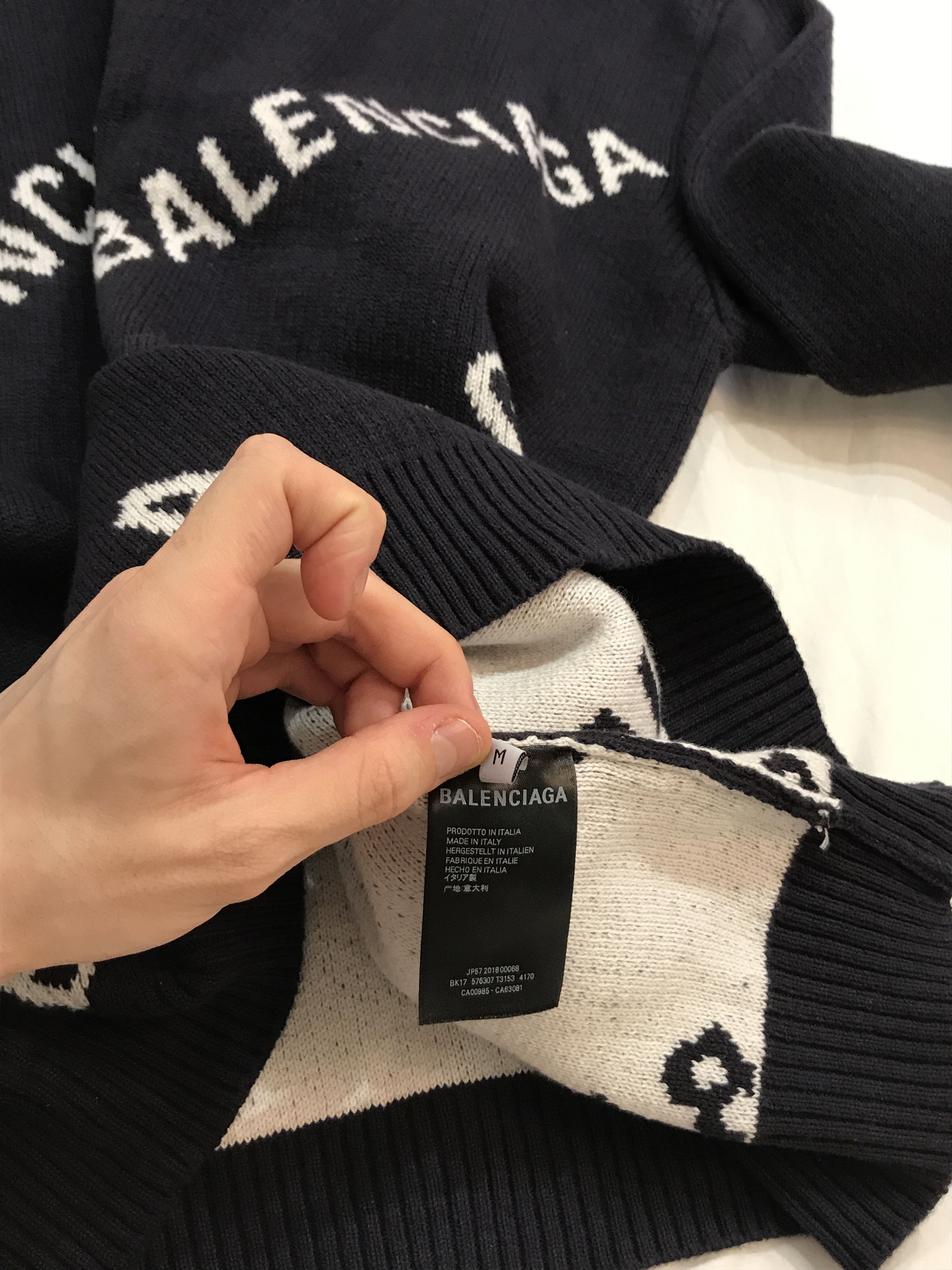 Balenciaga BALENCIAGA All Over Repeat Logo Knit Sweater Grailed