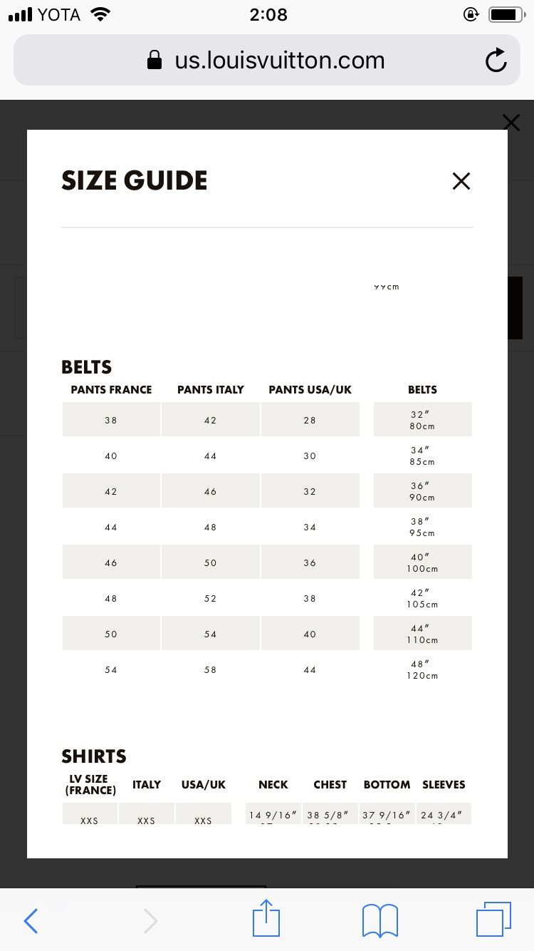 Louis vuitton belt size guide best sale