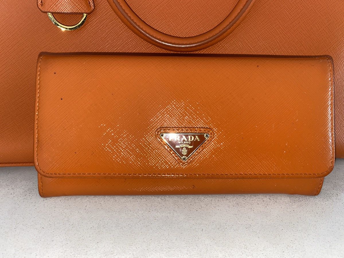 Saffiano Triangle Continental Flap Wallet, Orange (Papaya)