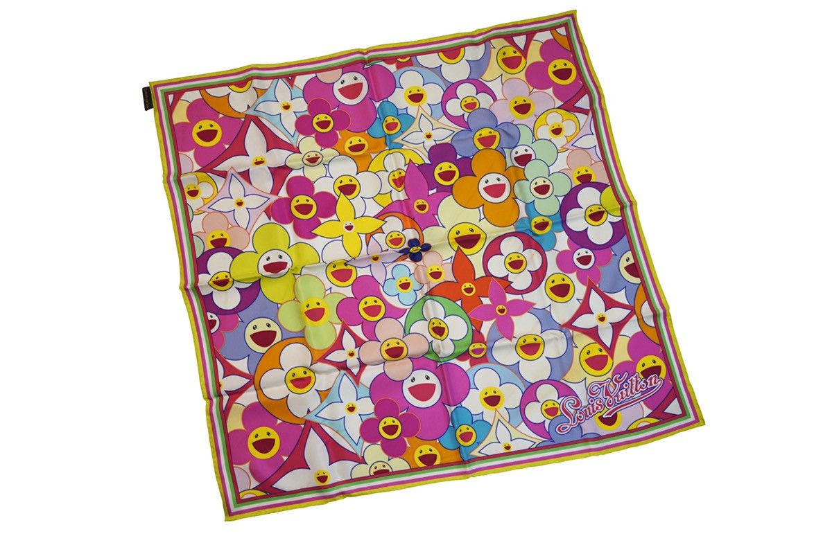 Louis Vuitton × Takashi Murakami Louis Vuitton x Takashi Murakami scarf flower silk ITALY Size ONE SIZE - 1 Thumbnail