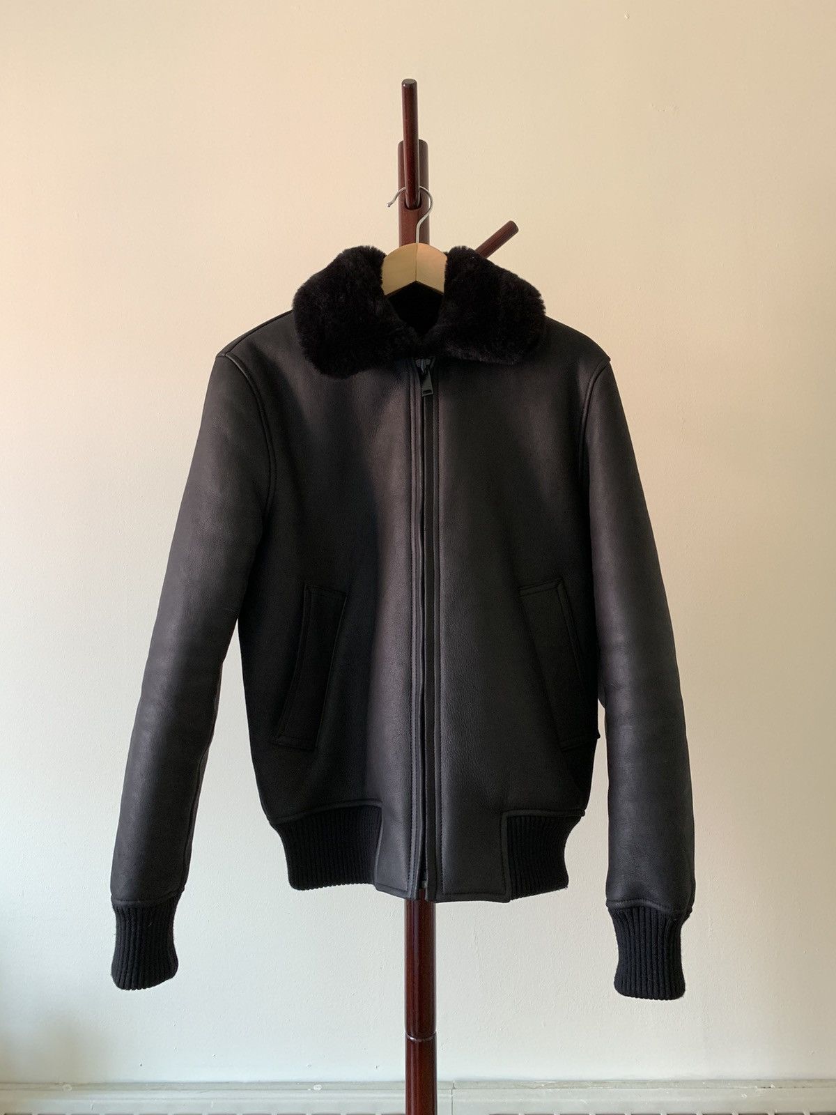 Sandro Sandro Black shearling leather jacket | Grailed