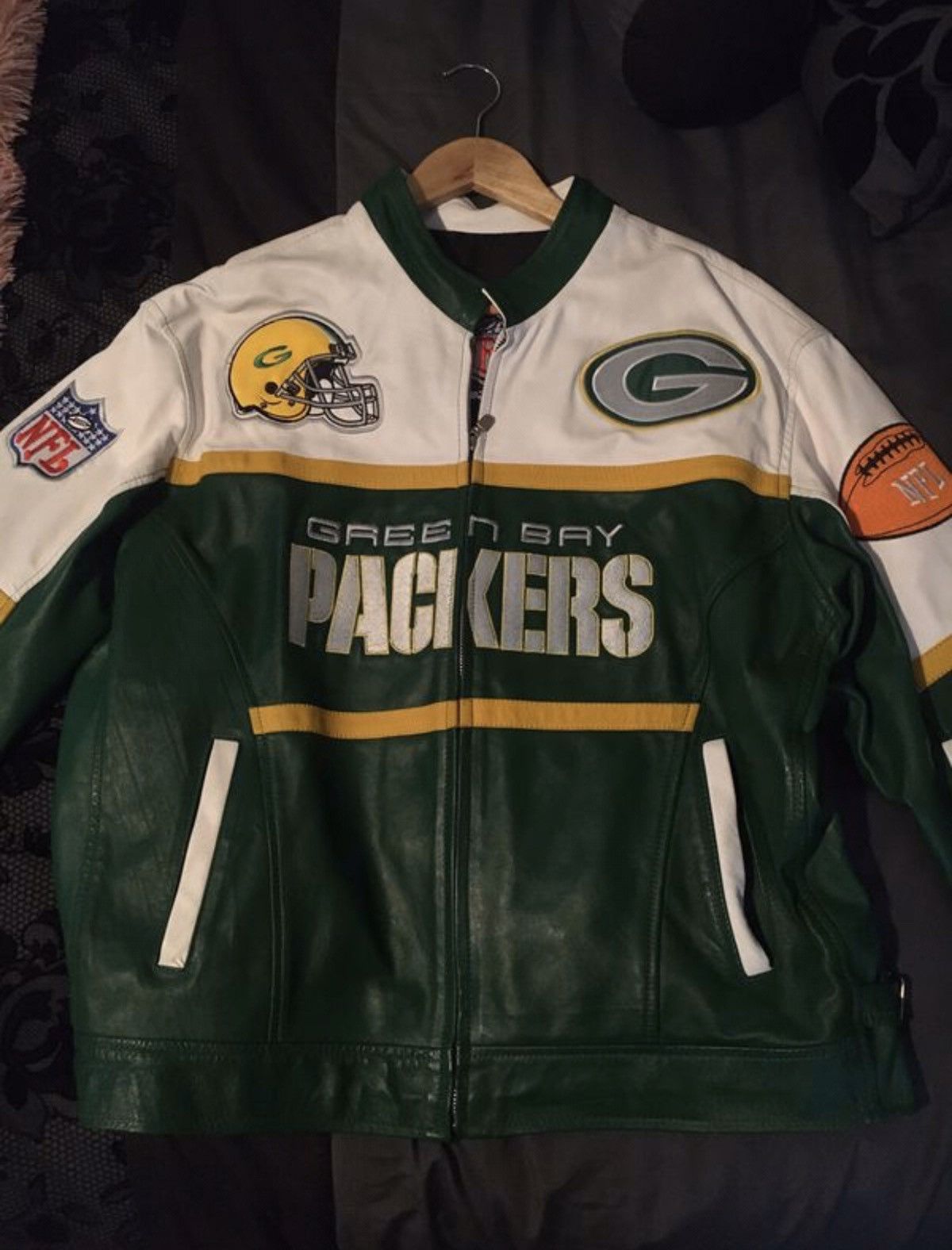 NFL AUTHENTIC Vintage Green Bay Packers Leather Jacket