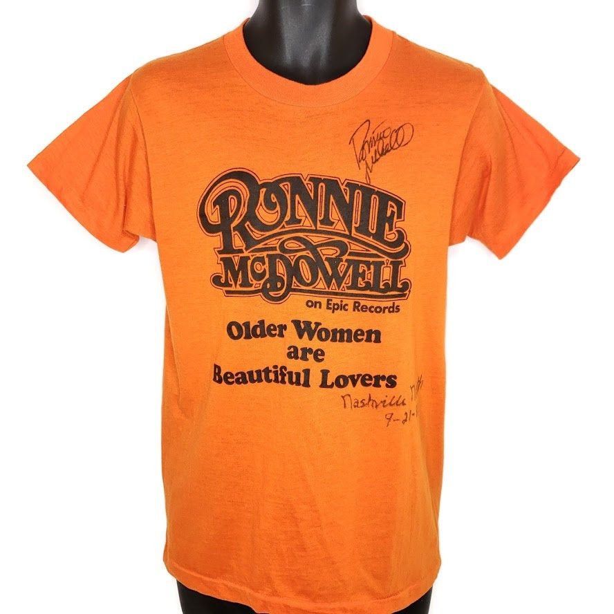 T-shirt Vintage Ronnie McDowell 1992 Autographié - Country Music, Taille 2XL Noir
