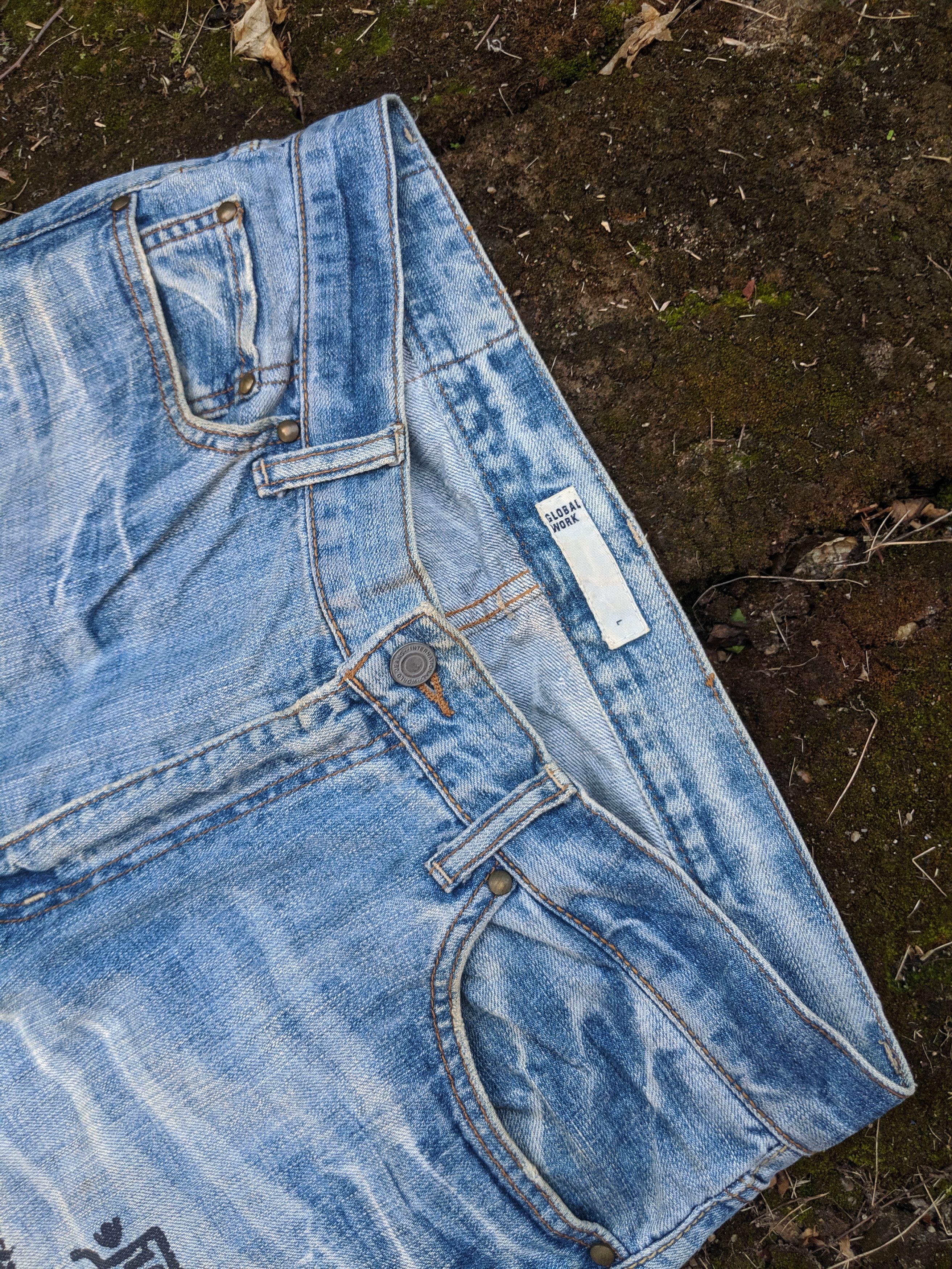 Global Work × Japanese Brand GLOBAL WORK Distressed Denim Arabic printed Jeans Size US 33 - 5 Thumbnail