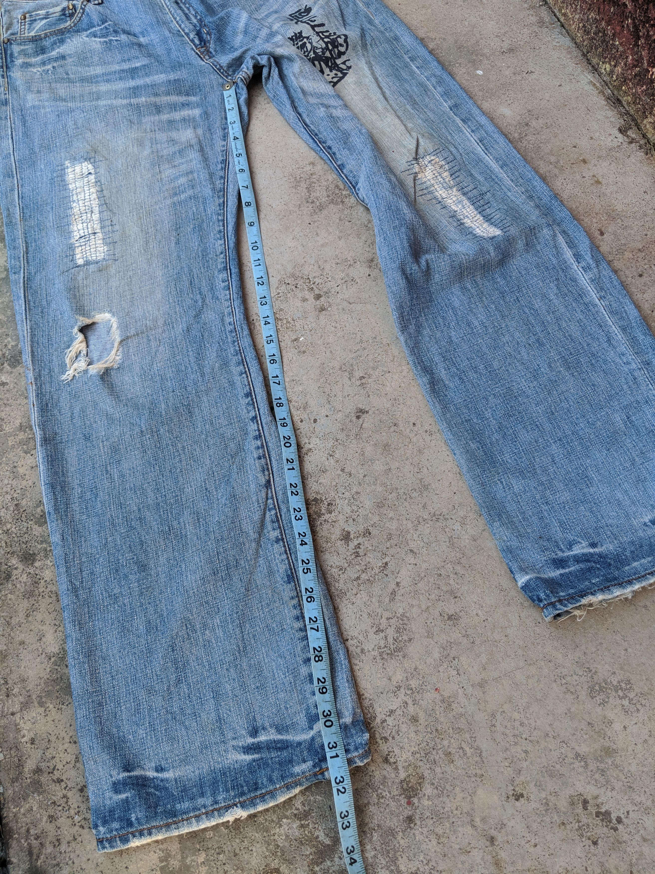 Global Work × Japanese Brand GLOBAL WORK Distressed Denim Arabic printed Jeans Size US 33 - 10 Thumbnail