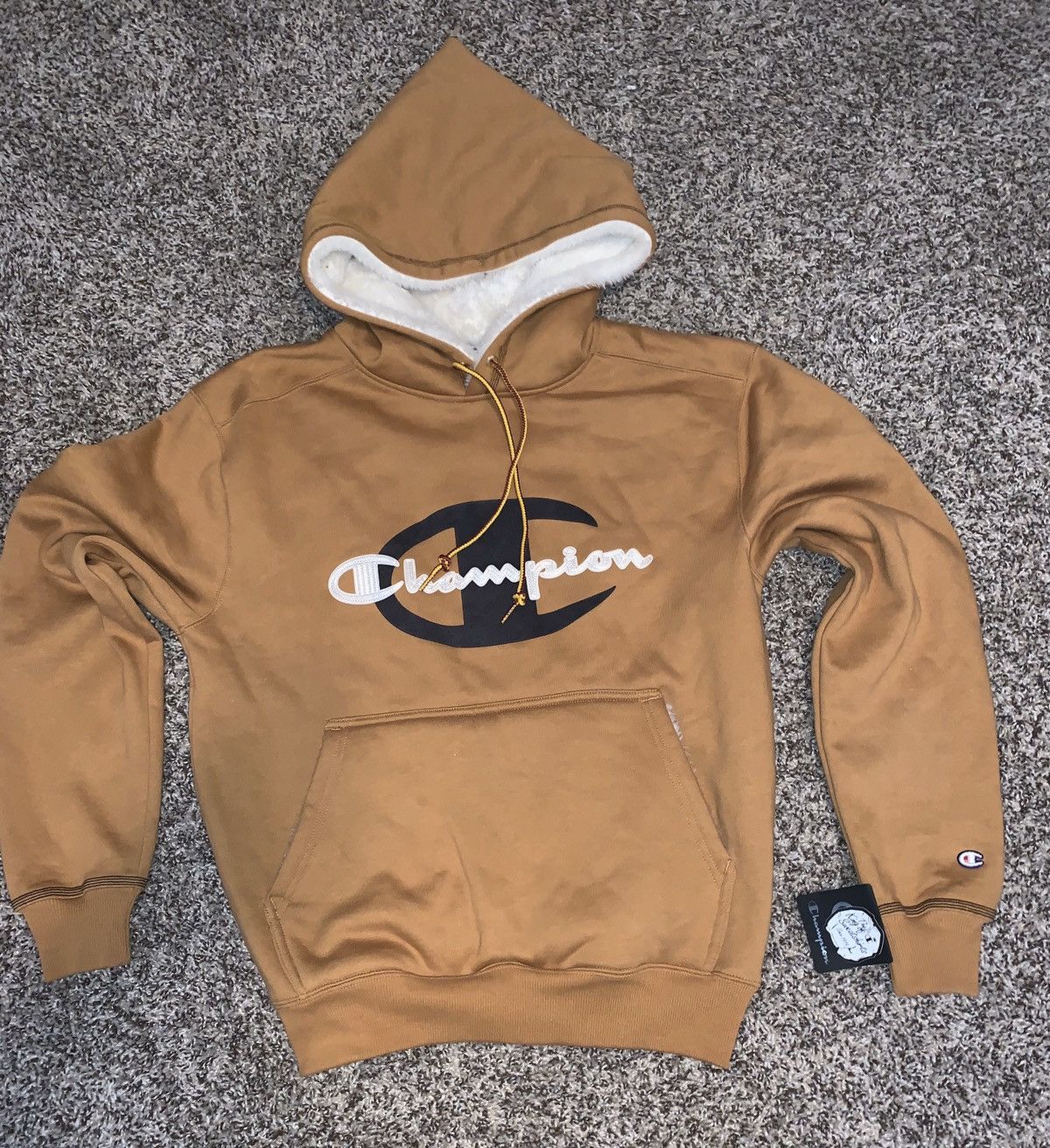 Champion timberland hoodie wheat on sale