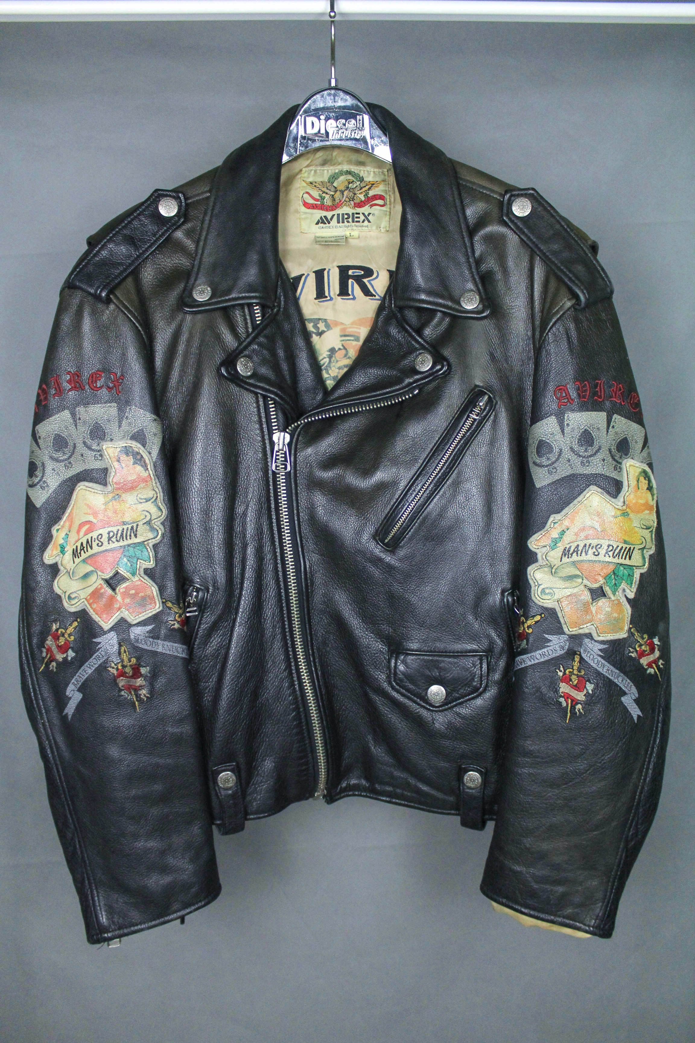 Avirex × Leather Jacket × Vintage Avirex Percy Waters Tattooing Vintage  Leather Biker Jacket | Grailed