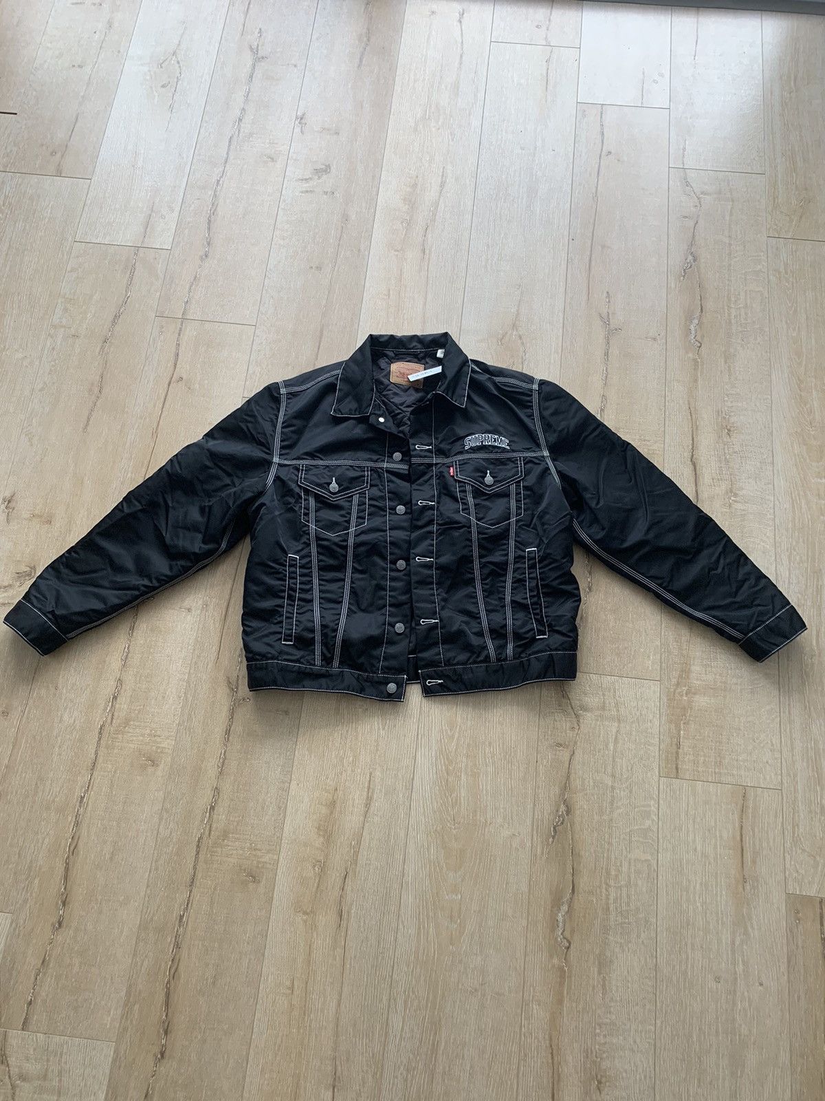 Levi's × Supreme Supreme Levi's Nylon Trucker Jacket Black | Grailed
