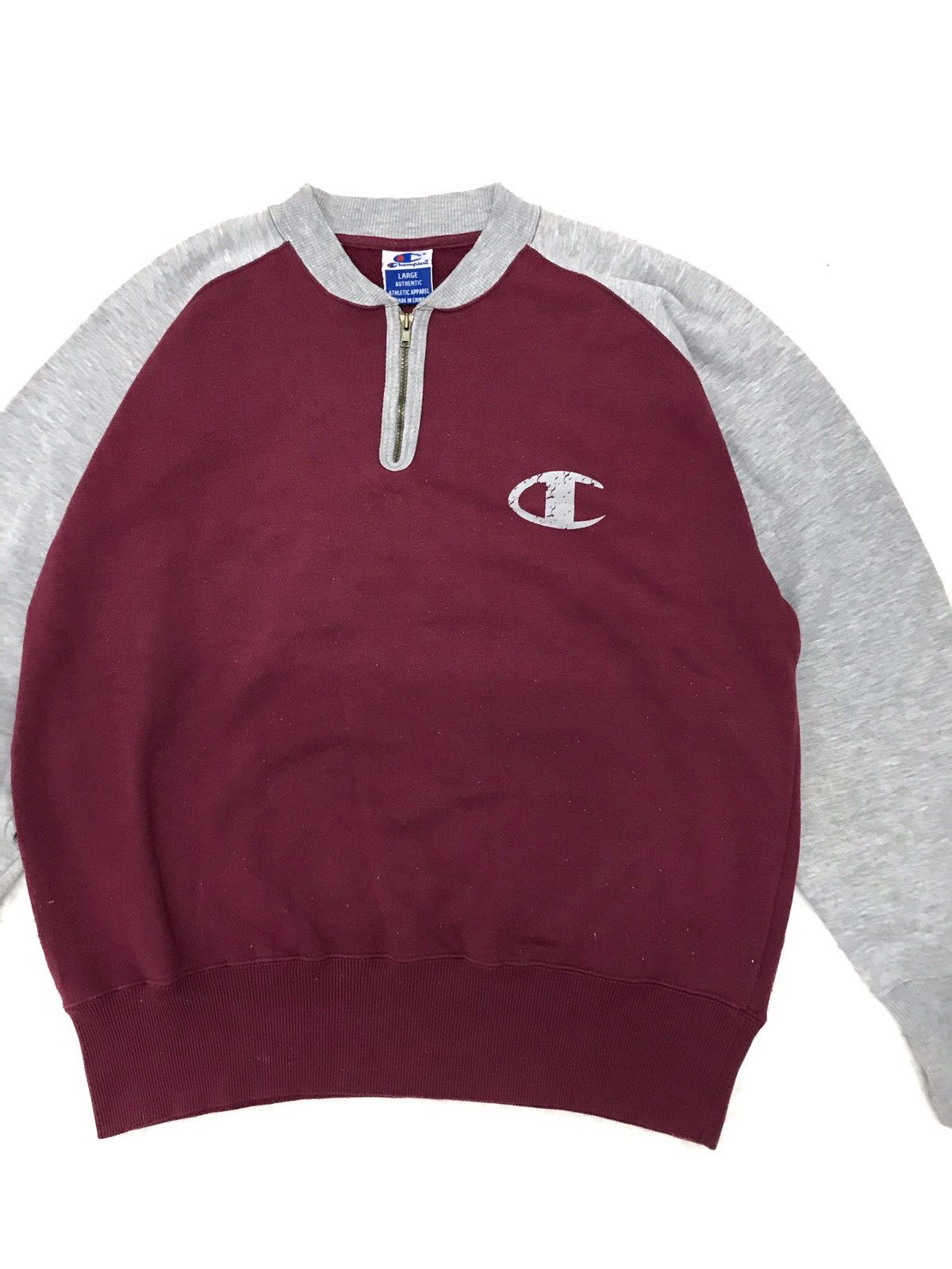 Champion × Vintage Vintage 90s Champion Half Zipper Rare Design Big Logo Size US L / EU 52-54 / 3 - 2 Thumbnail