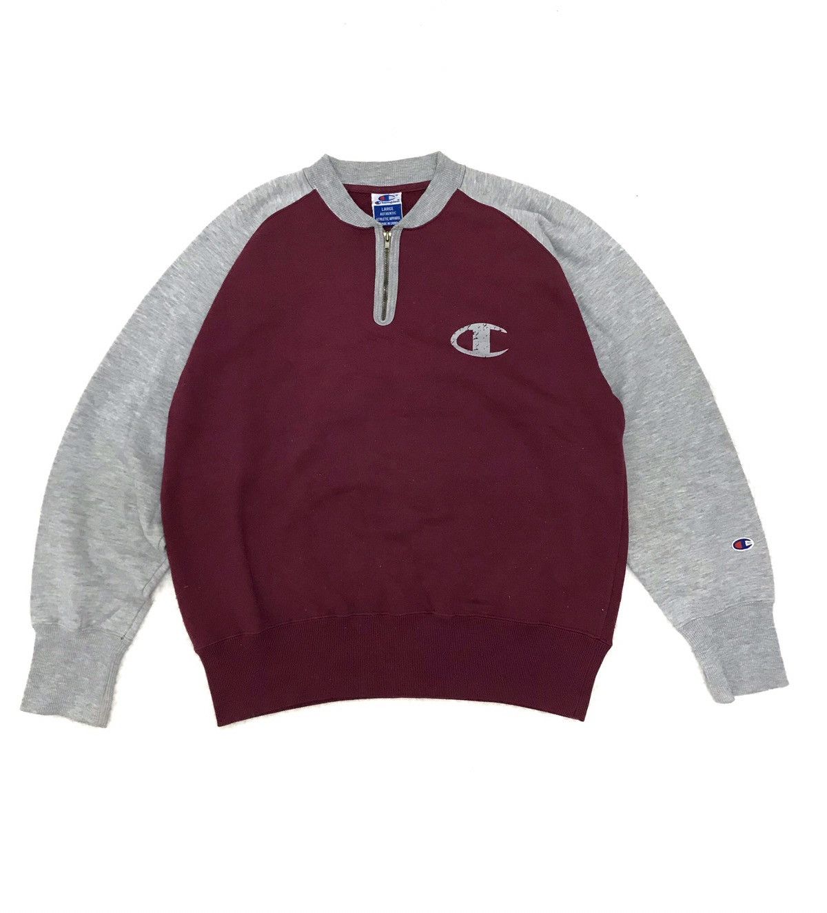 Champion × Vintage Vintage 90s Champion Half Zipper Rare Design Big Logo Size US L / EU 52-54 / 3 - 1 Thumbnail