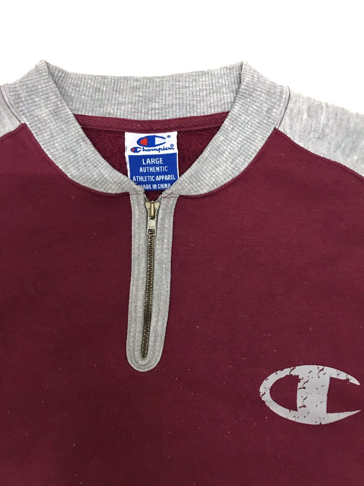 Champion × Vintage Vintage 90s Champion Half Zipper Rare Design Big Logo Size US L / EU 52-54 / 3 - 3 Thumbnail