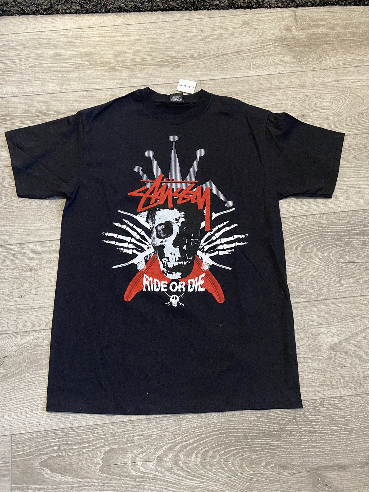 Vintage Japanese Stussy Skull Cross Bones popular T-Shirt