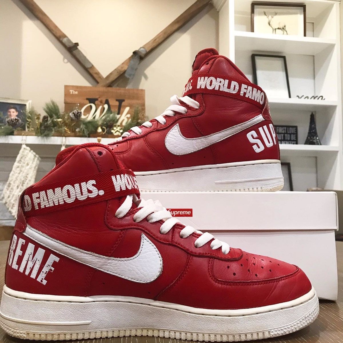 Nike Supreme Supreme x Air Force 1 High SP Red 2014 Grailed
