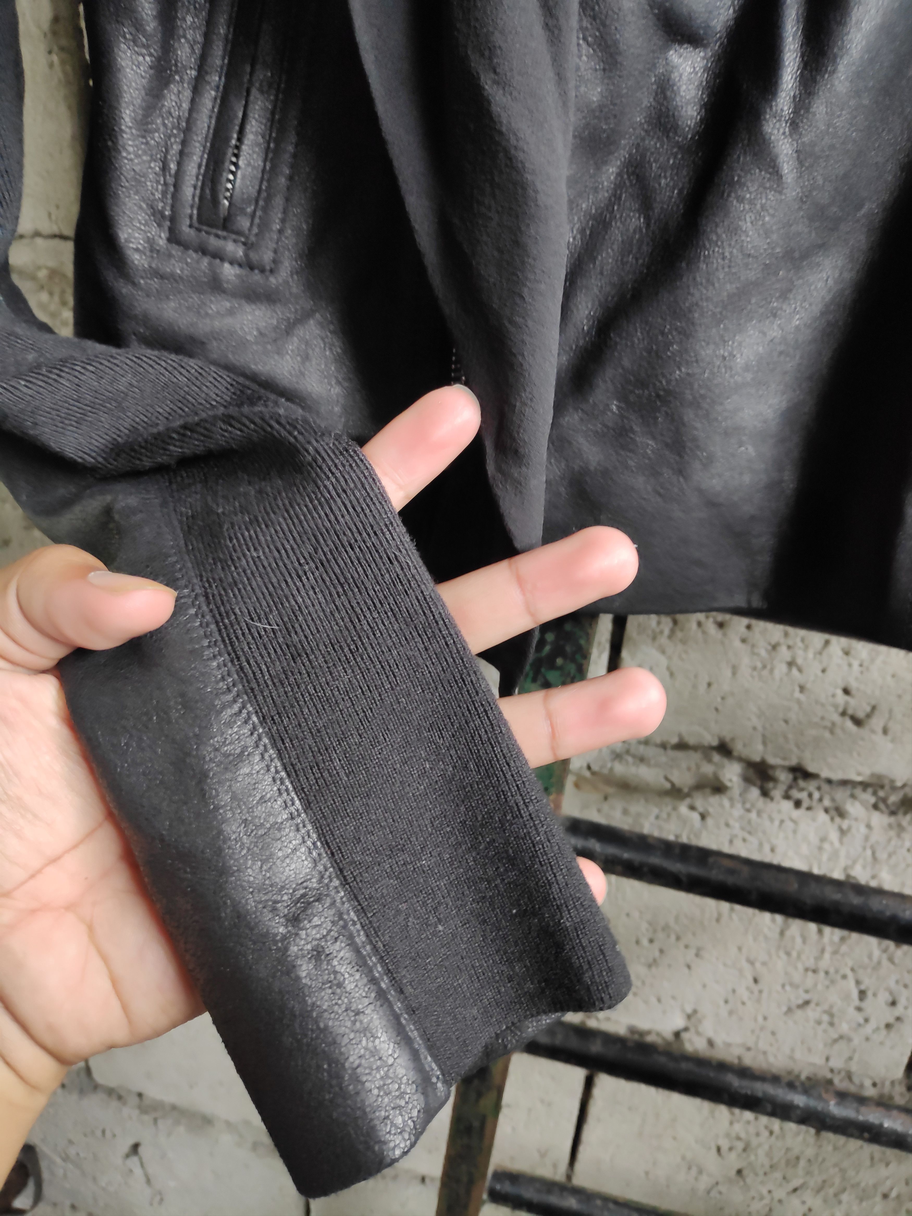 Rick Owens Black Asymmetrical Leather Jacket Silk Size US XS / EU 42 / 0 - 5 Thumbnail