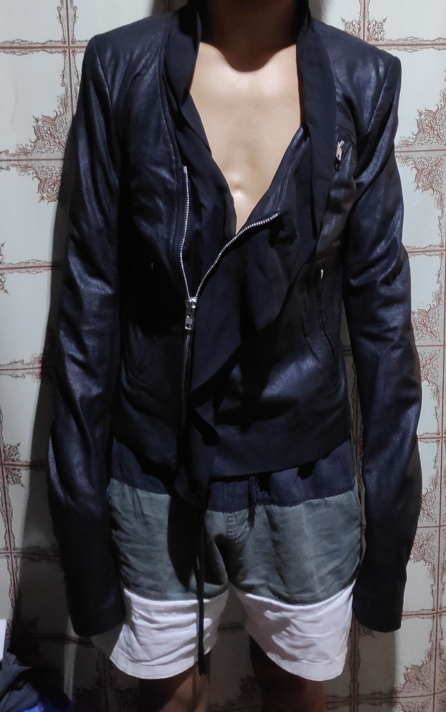 Rick Owens Black Asymmetrical Leather Jacket Silk Size US XS / EU 42 / 0 - 12 Thumbnail