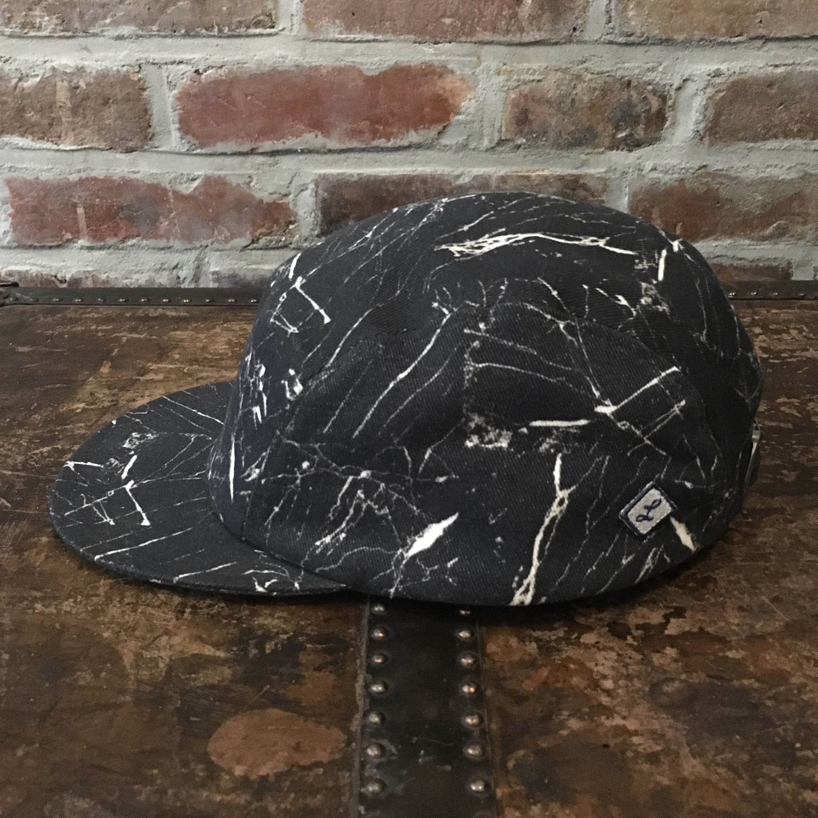 Larose Paris Larose Paris 5 Panel Black Marble Cotton Twill Cap Hat