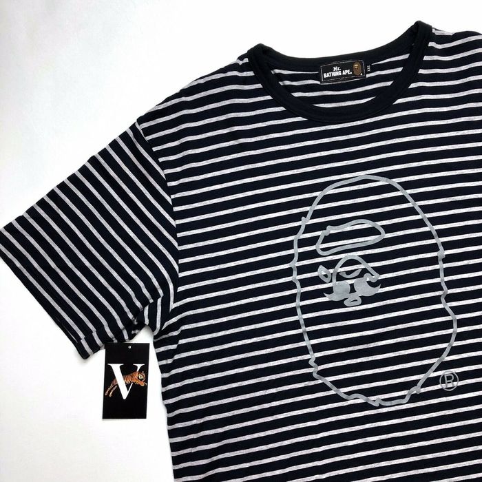 Bape A Bathing Ape Mr.Bape Navy Striped Shirt | Grailed