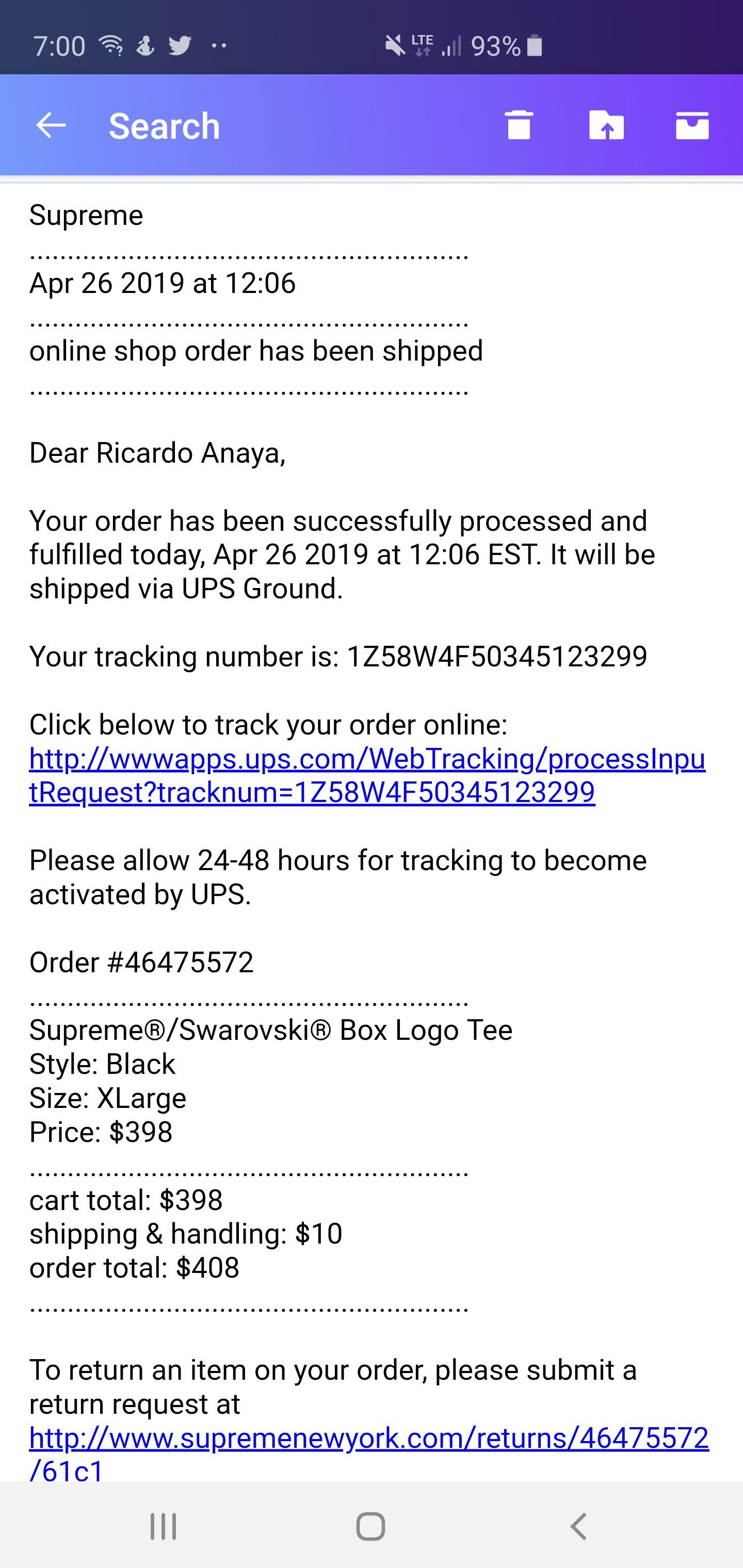 Supreme × Swarovski Supreme Swarovski Box Logo Tee Black XL Supreme × Swarovski Supreme Swarovski Box Logo Tee Black XL