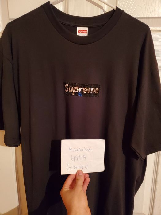 Supreme Supreme Swarovski Box Logo Tee Black XL | Grailed