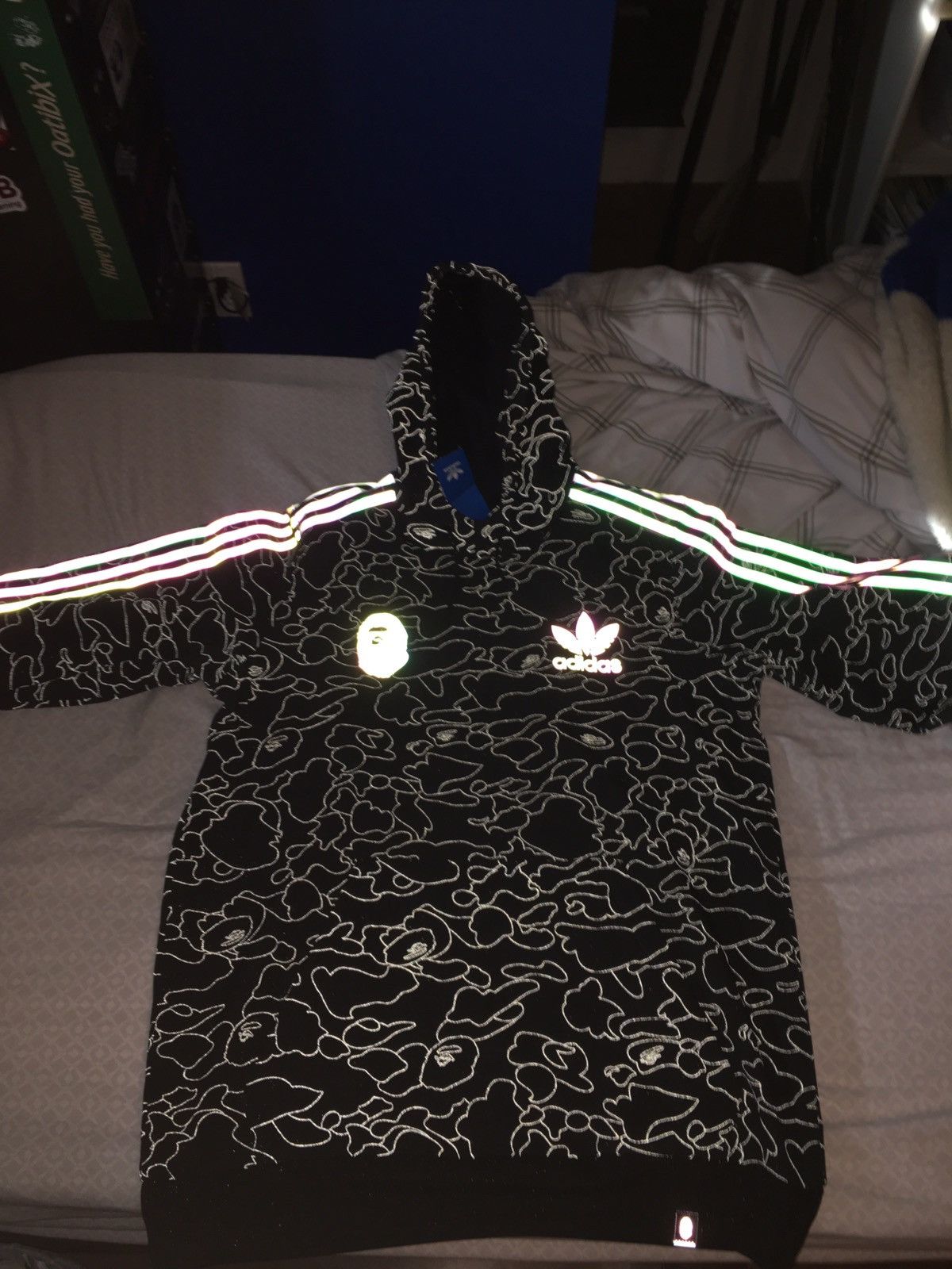 Bape Bape x adidas tech reflective hoodie Grailed