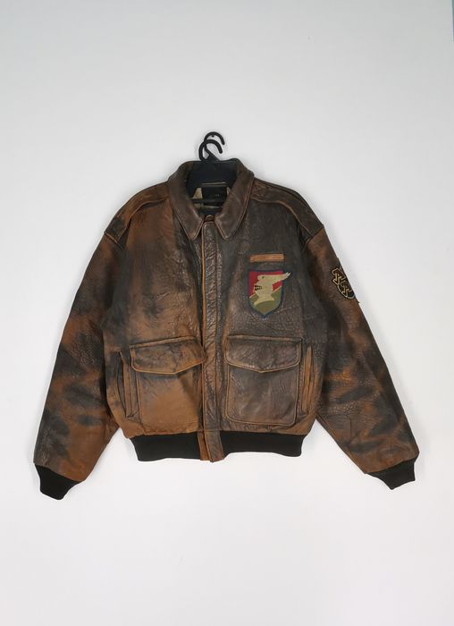 Vintage Rare!! Distressed Vintage AVIREX type A-2 leather jacket
