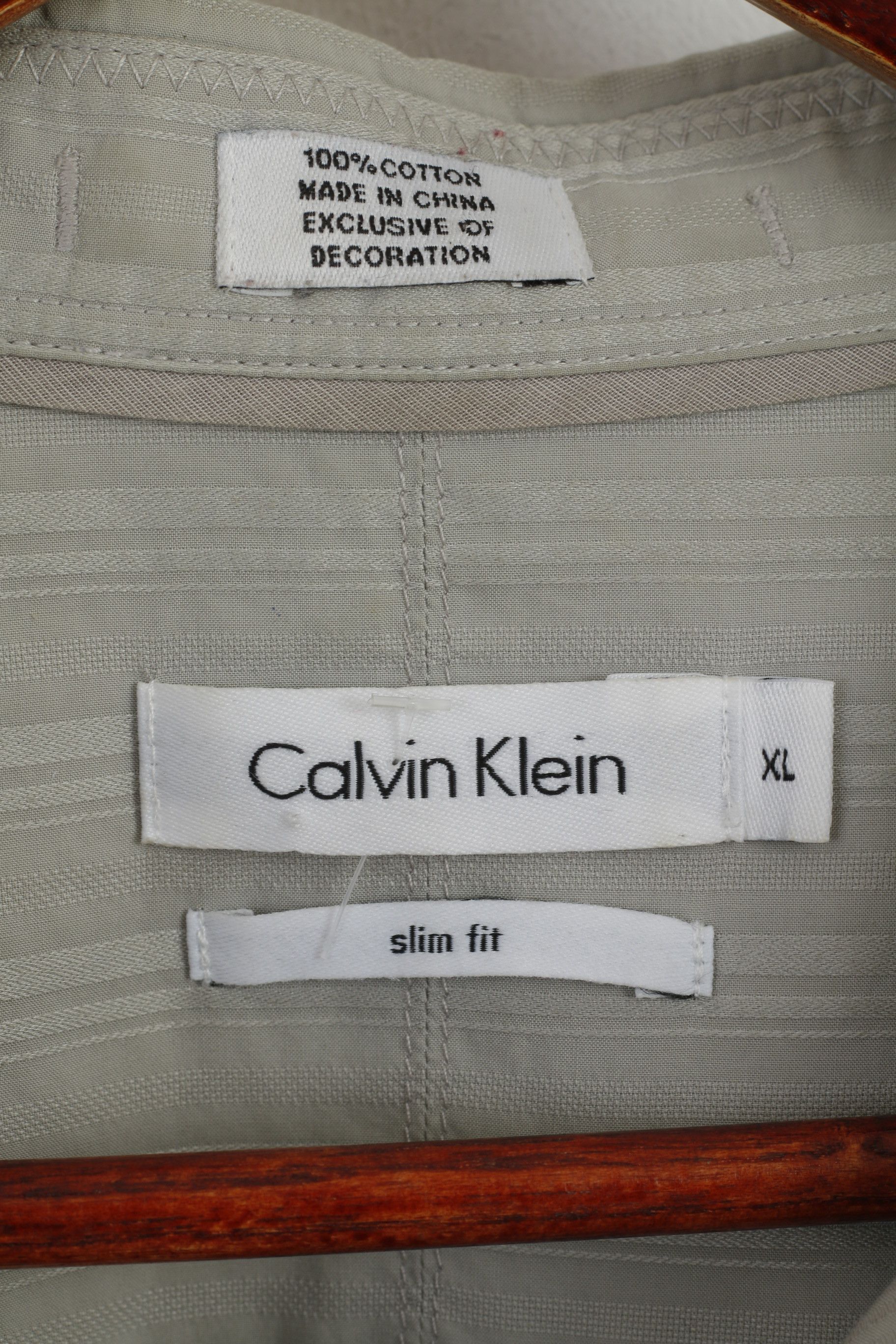 Calvin Klein × Vintage Calvin Klein Men XL Casual Shirt Grey Slim Fit Cotton 5414 Size US XL / EU 56 / 4 - 5 Thumbnail
