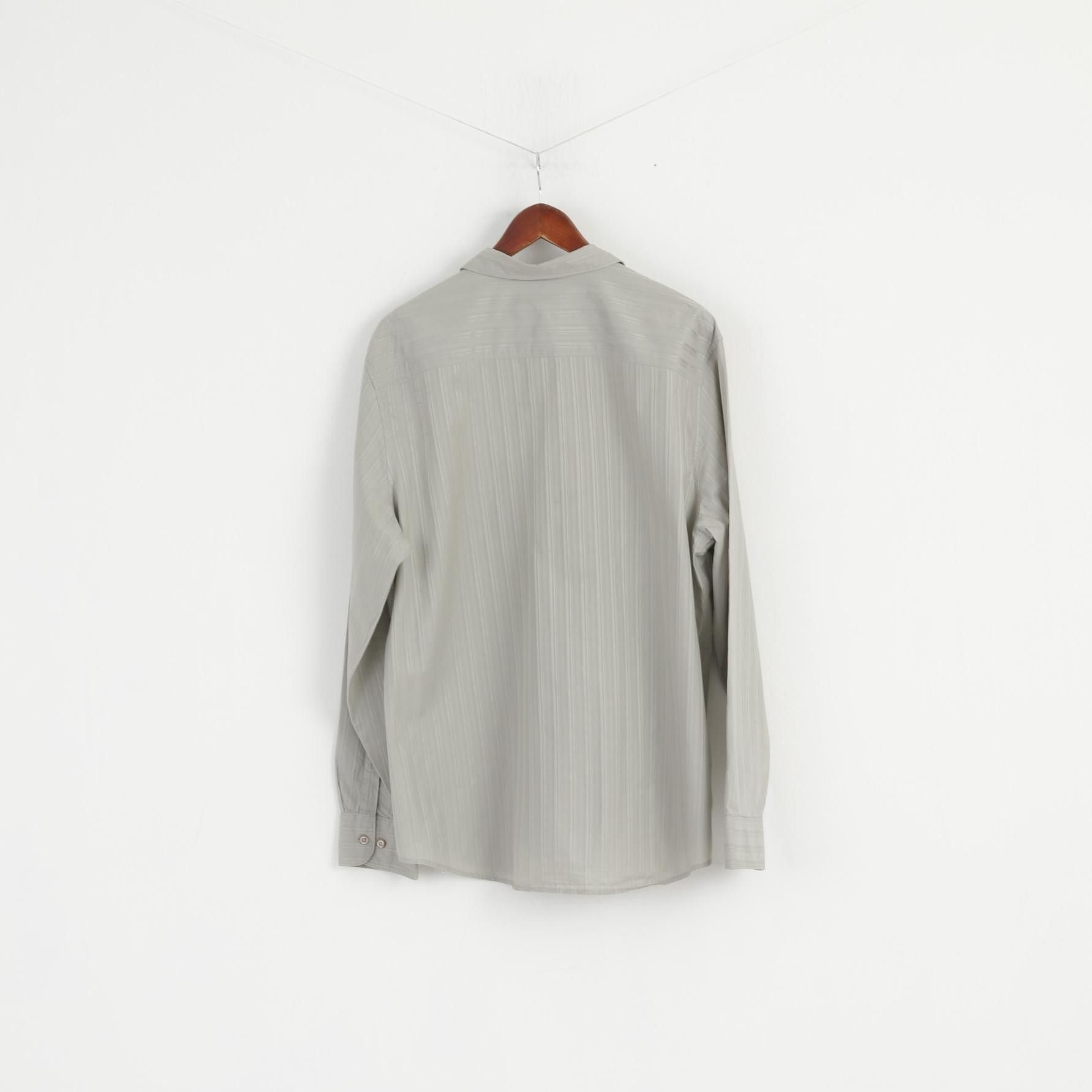 Calvin Klein × Vintage Calvin Klein Men XL Casual Shirt Grey Slim Fit Cotton 5414 Size US XL / EU 56 / 4 - 8 Thumbnail
