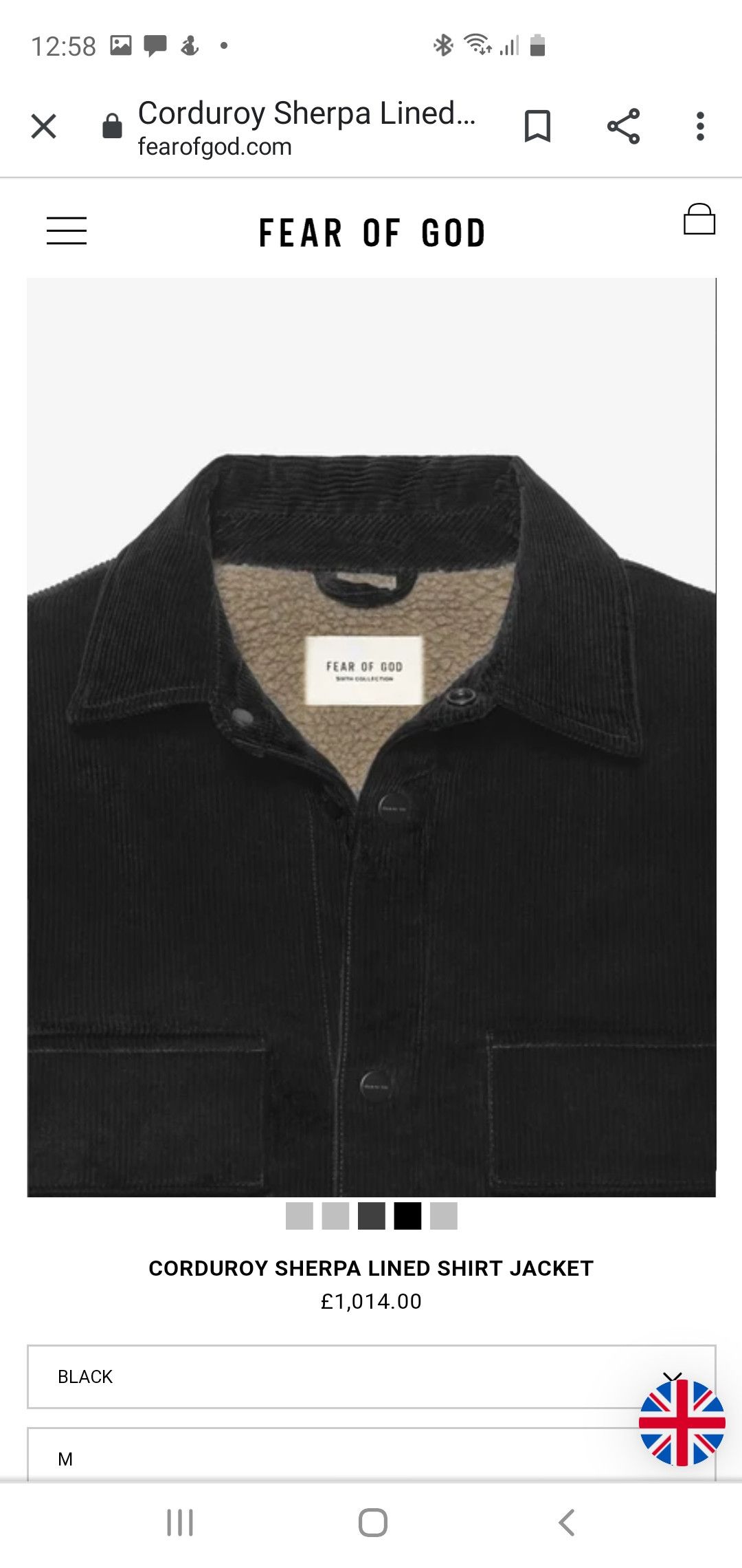 Fear of God Corduroy Sherpa Lined Shirt Jacket Size US M / EU 48-50 / 2 - 4 Thumbnail