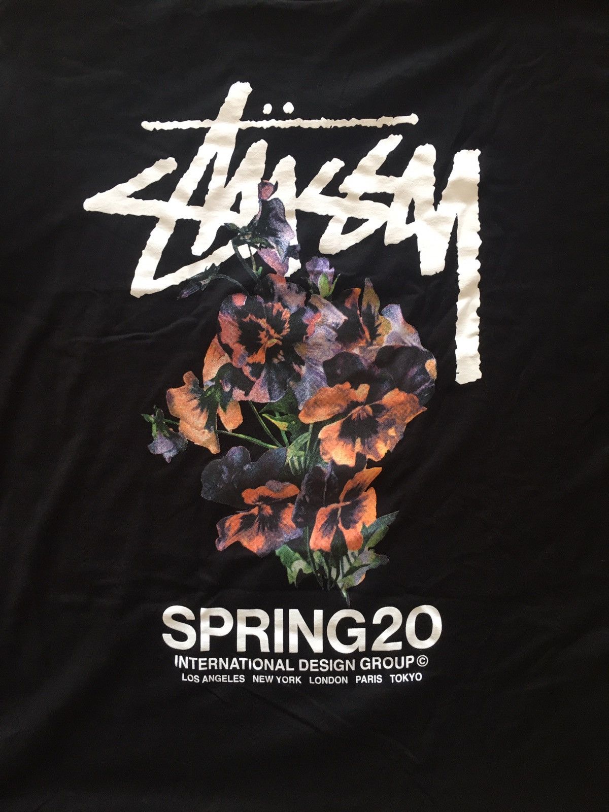 Stussy NEW Large Black STUSSY Bouquet Floral Spring 2020 T