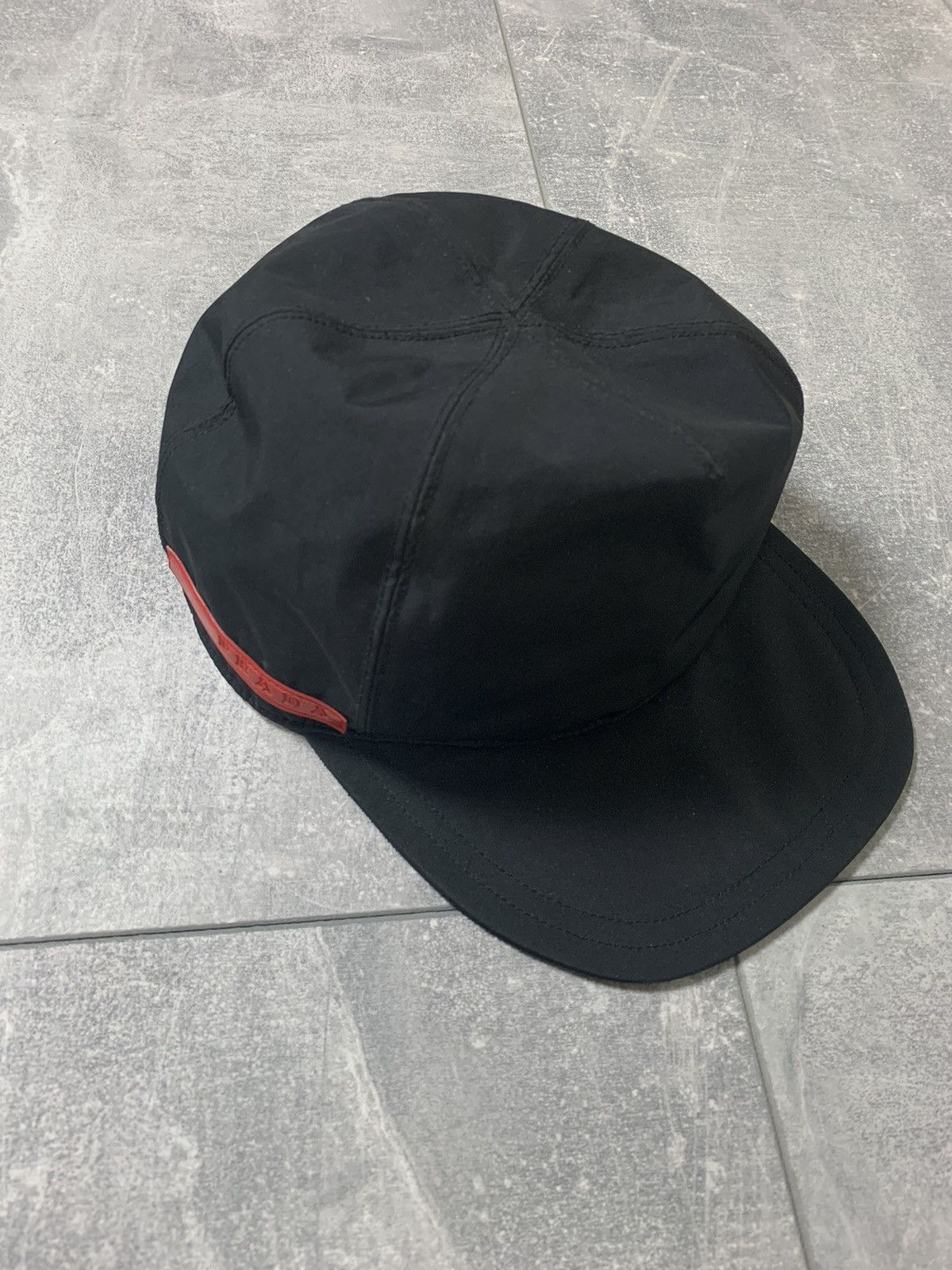 Prada Prada black hat cap red stripe brand logo | Grailed