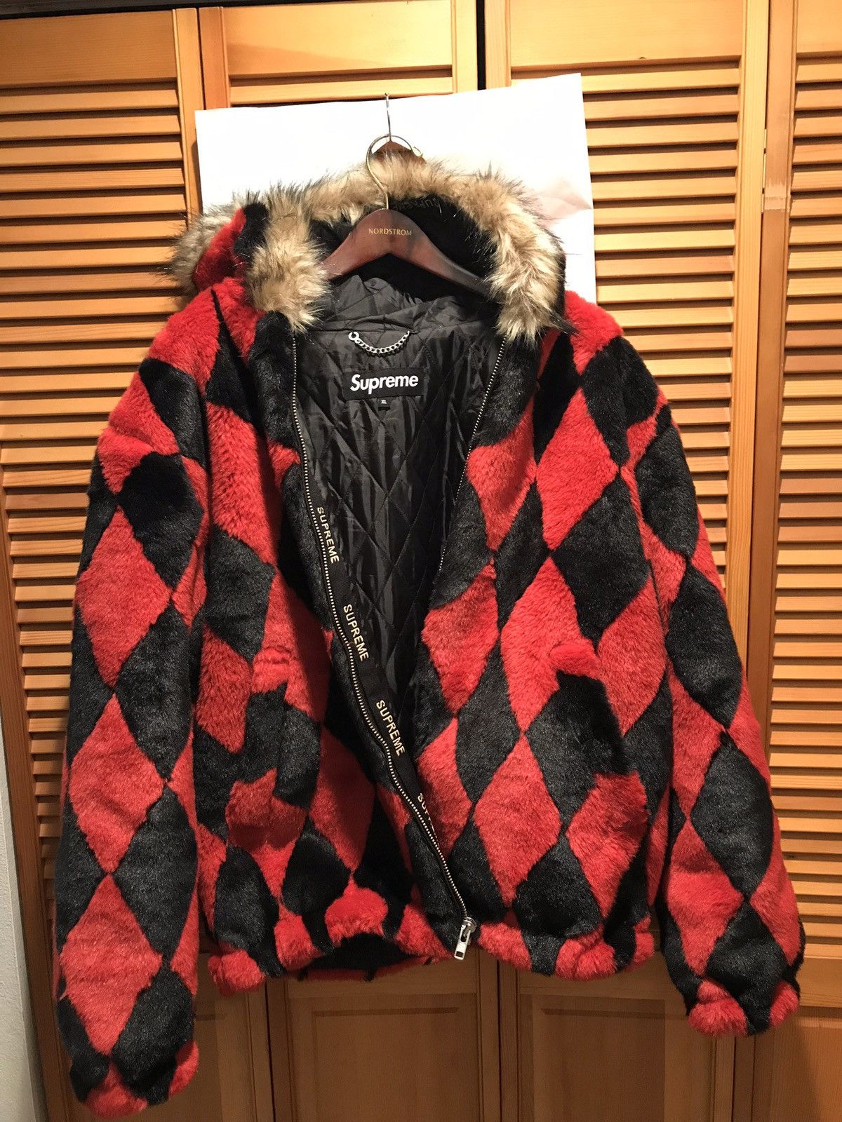 Diamond faux fur jacket supreme online