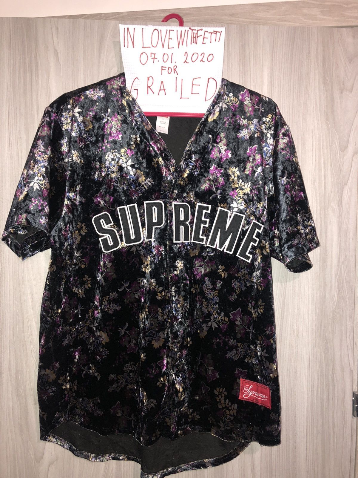 ウェア Supreme Floral Velour Baseball Jersey.L Supreme Floral Baseball Jersey Black Medium | eBay