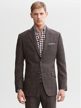 Banana Republic Tailored brown plaid wool Size 40L - 1 Preview