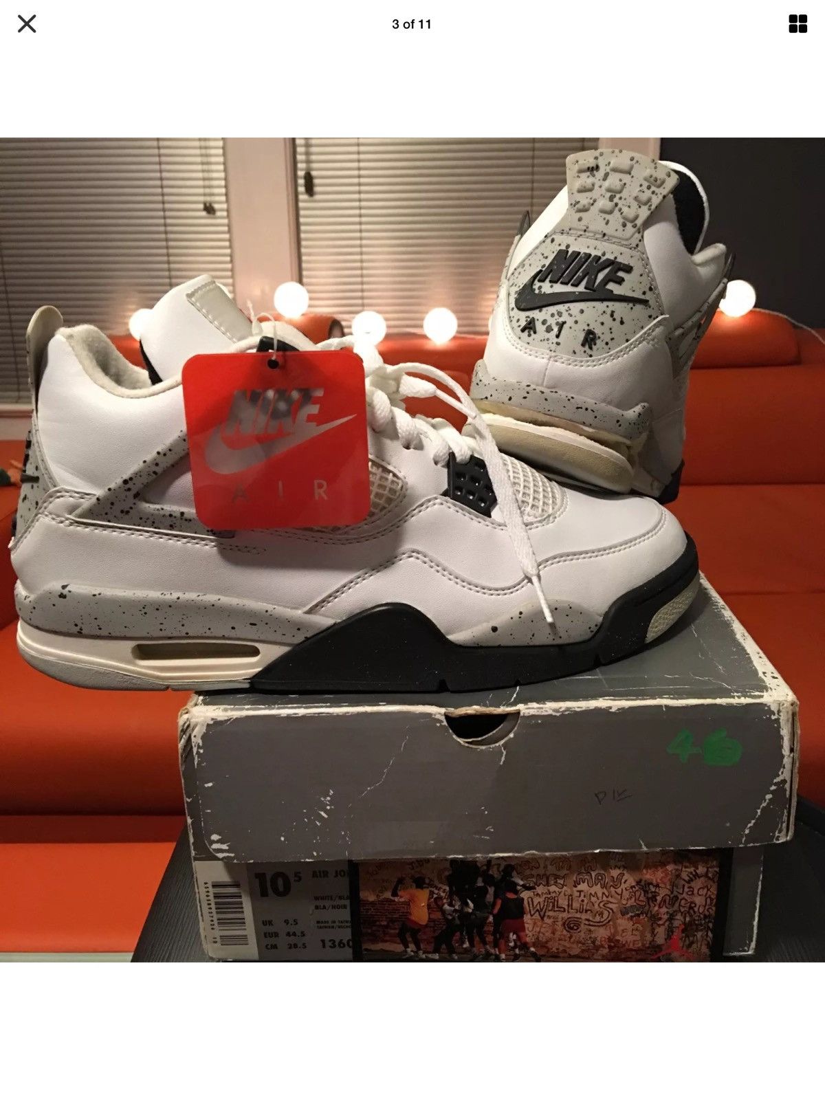 Nike AIR JORDAN 4 OG 1999 White Cement BNIB Some Flaws Uppers Are DS Size US 10.5 / EU 43-44 - 1 Thumbnail