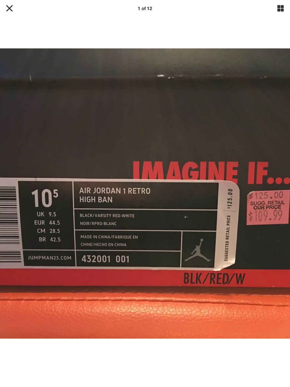 Nike AIR JORDAN 1 Banned OG 2011 DS BNIB Size US 10.5 / EU 43-44 - 3 Thumbnail
