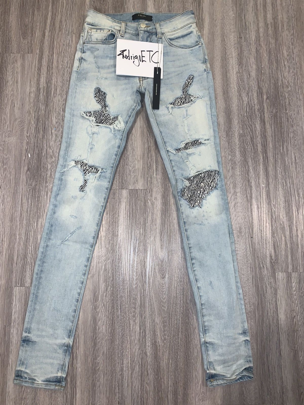 Blue Sequin Zebra Jeans
