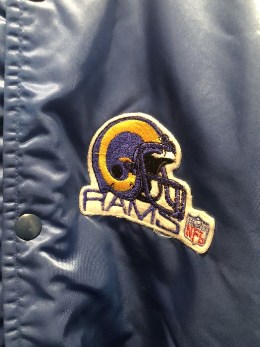 Vintage 80s Los Angeles La Rams Chalk Line Satin Bomber Jacket - Size Large-XL