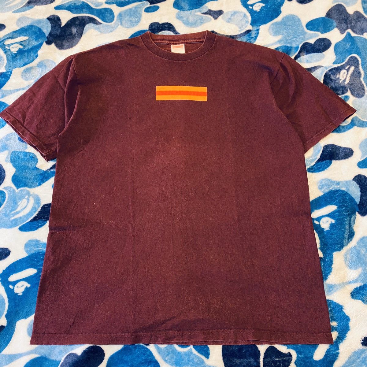 SUPREME 2000 GUCCI BOX LOGO BURGUNDY TEE T SHIRT L Tops