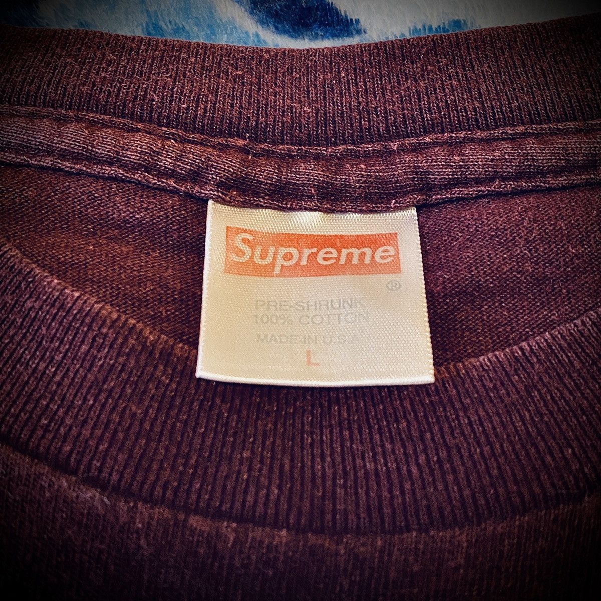 Supreme SUPREME 2000 GUCCI BOX LOGO BURGUNDY TEE T SHIRT L Size US L / EU 52-54 / 3 - 4 Thumbnail