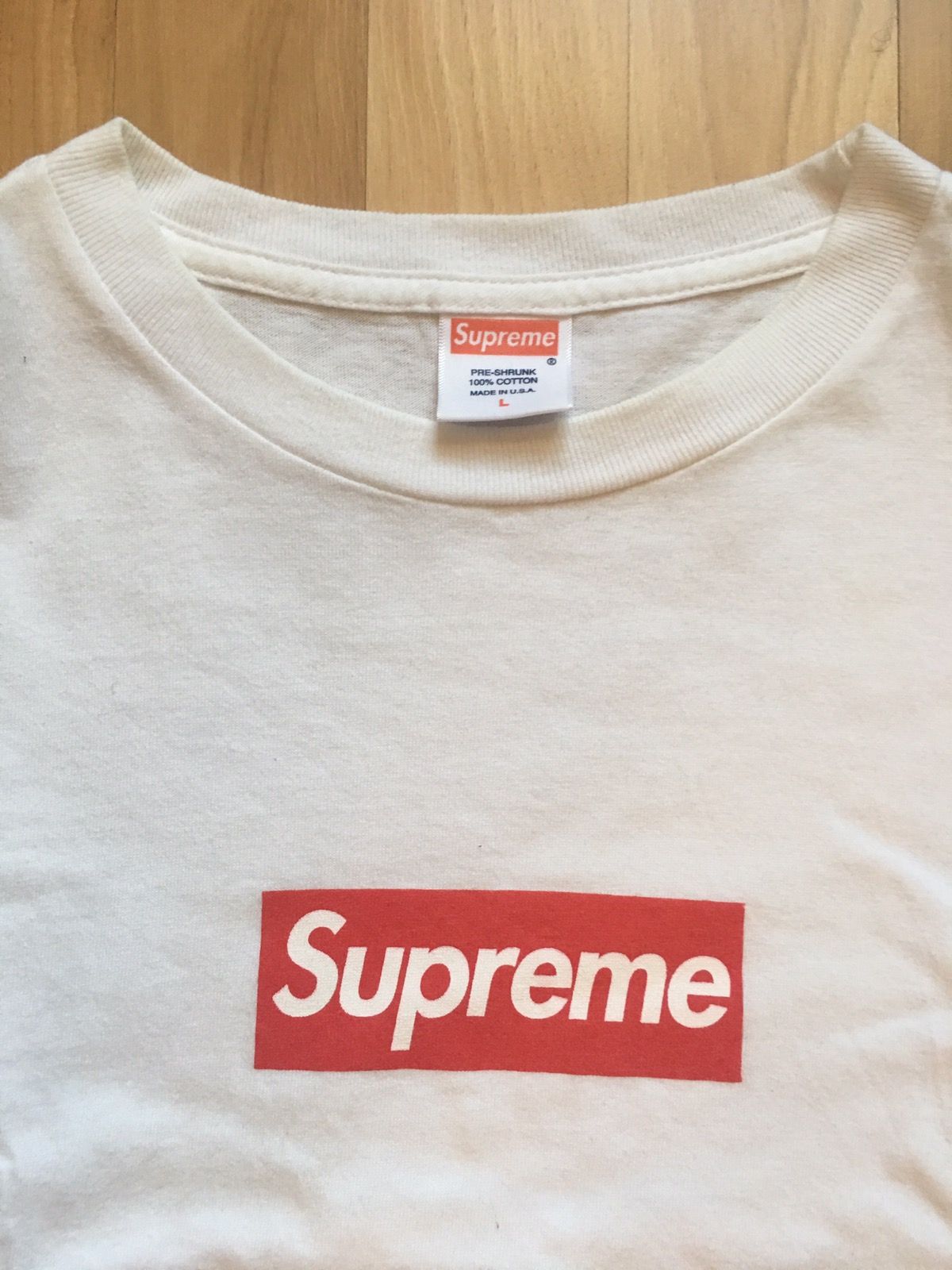supreme Box Logo L/S White Large Tシャツ