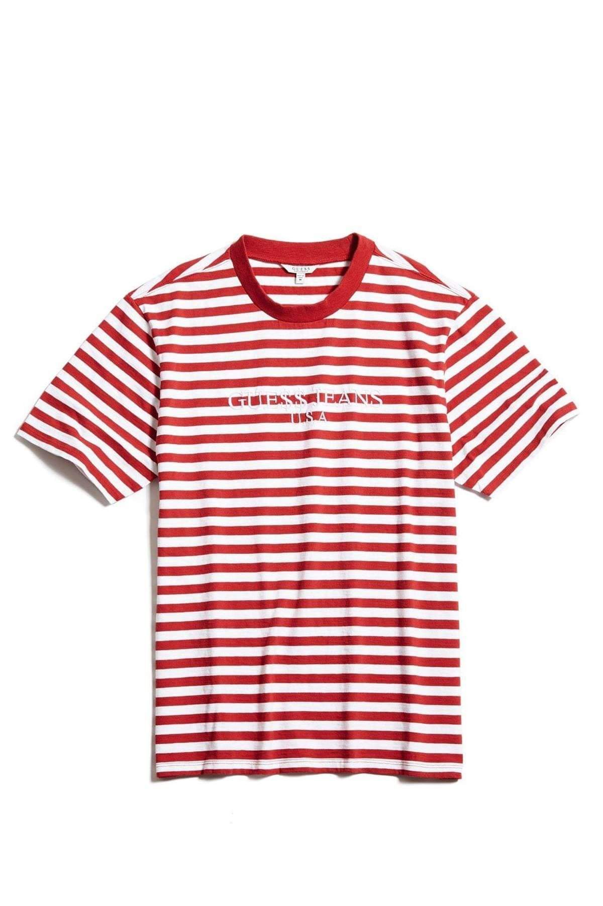 udledning affjedring Dyster Guess Asap Rocky x Guess Jeans stripes tee red white size L | Grailed