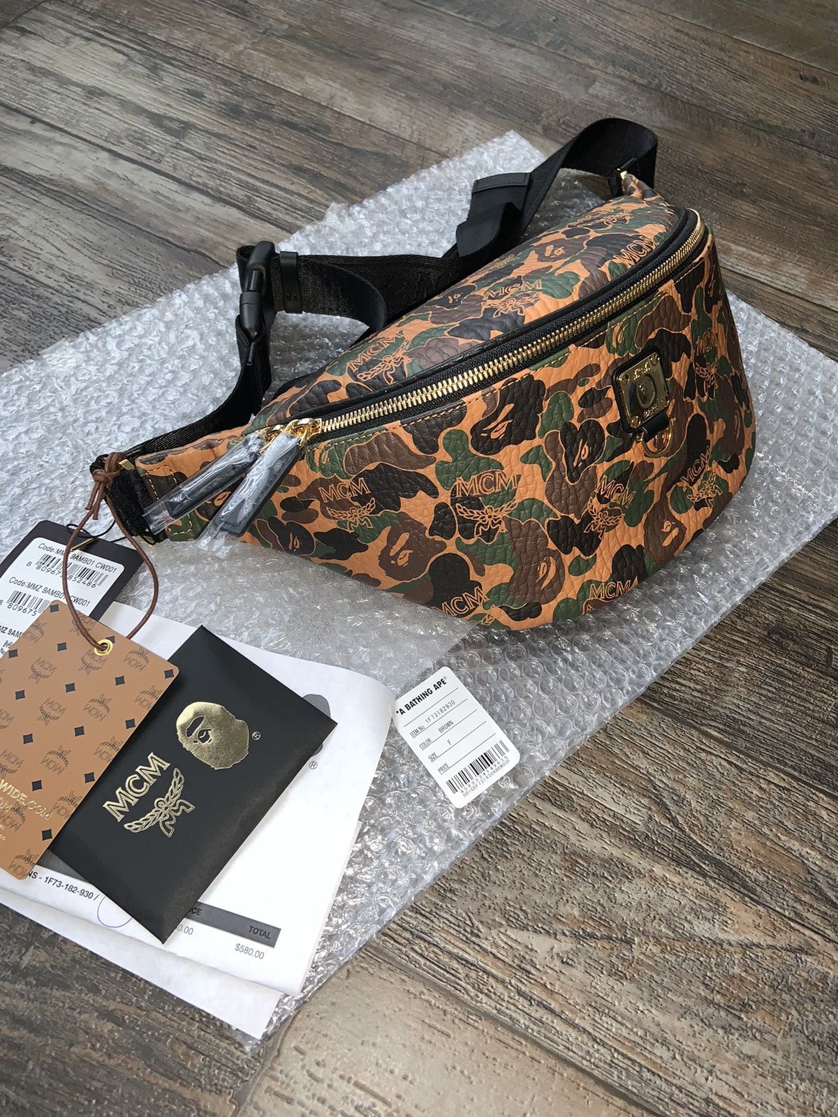 Mcm x bape waist bag deals