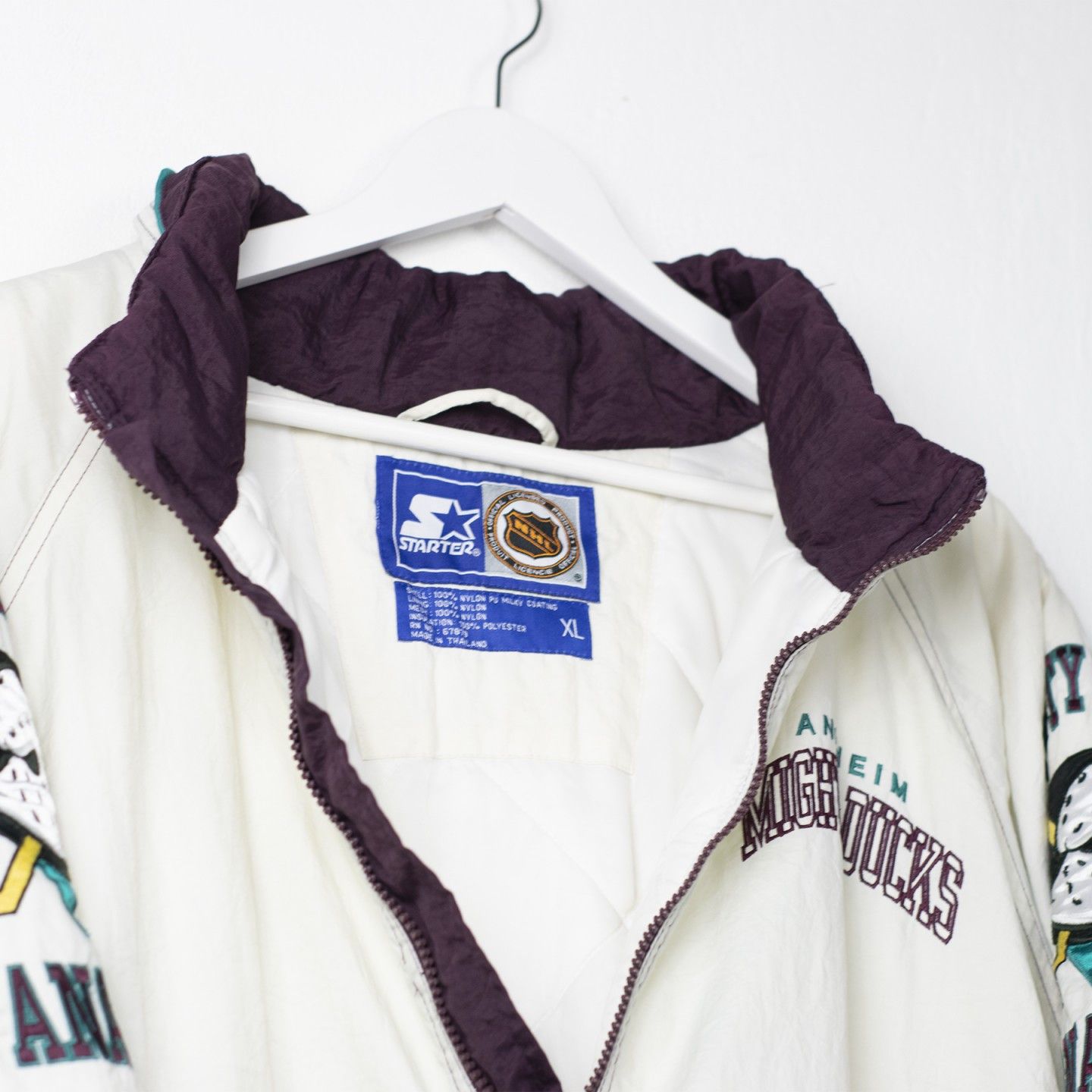 Veste Vintage Anaheim Mighty Ducks Starter NHL Années 90 - Taille L/XL, Occasion Bouffante